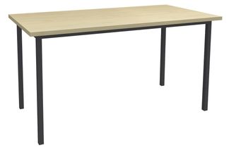 Table de réunion rectangulaire - 120 x 60 cm - Pieds carrés anthracite - imitation érable