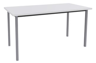 Table de réunion rectangulaire - 120 x 60 cm - Pieds carrés aluminium - blanc perle