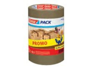 Tesapack PROMO - Cinta de embalaje - 50 mm x 66 m - polipropileno - marrón (paquete de 3)