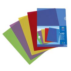 Viquel - 10 Pochettes coin - A4 - pour 25 feuilles - 13/100 - couleurs assorties