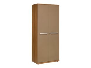 Armoire haute SLIVER - L80 x H188 x P45 - 2 portes - Noyer et bronze