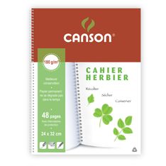 Canson - Cahier à dessin - Herbier 24 x 32 cm - 24 feuilles - dos rigide - blanc