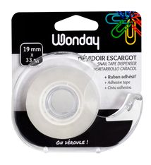 Wonday - Ruban adhésif avec dévidoir escargot - 19 mm x 33 m