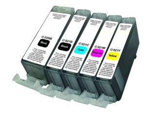 Cartouche remanufacturée Canon PGI-520/CLI-521 - pack de 5 - noir x2, cyan, magenta, jaune - Uprint