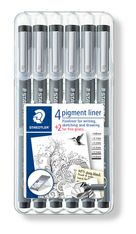 STAEDTLER pigment liner - 6 Feutres fins - noir - différentes tailles de pointes