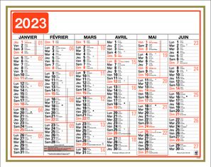 Oberthur Classique - Calendrier 6 mois par face - 40,5 x 52 cm