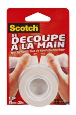 Scotch Crystal - Ruban adhésif "Se découpe à la main" - 19mm x 25m