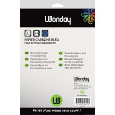 Wonday - 10 feuilles de papier carbone A4 - bleu