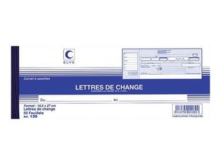 ELVE - Carnet de lettres de change - 50 feuilles - 10,2 x 27 cm
