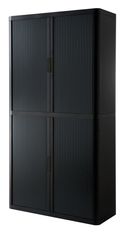 Armoire haute à rideaux EASY OFFICE - 110 x 204 x 41,5 cm - Corps, rideaux et poignée noir