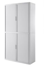 Armoire haute à rideaux EASY OFFICE - 110 x 204 x 41,5 cm - Corps, rideaux et poignée blanc