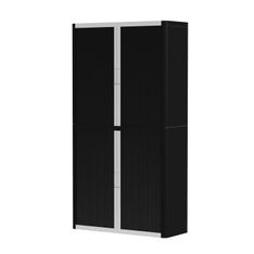 Armoire haute à rideaux EASY OFFICE - 110 x 204 x 41,5 cm - Corps et rideaux noir - Poignée blanche