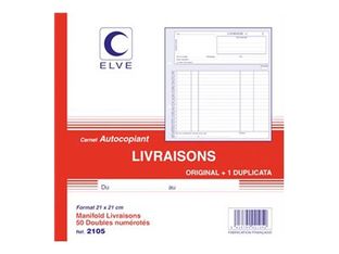ELVE - Manifold Carnet de livraisons - 50 dupli - 21 x 21 cm