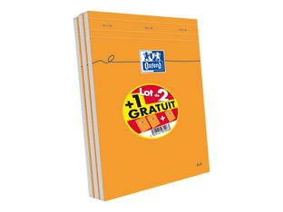 Oxford - Pack de 3 Blocs notes - A4 - 160 pages - petits carreaux - 80g - orange