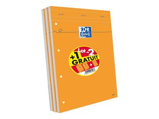 Oxford - Pack de 3 Blocs notes - A4 + - 160 pages - petits carreaux - perforés