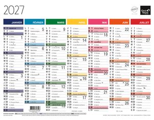 Quo Vadis - Calendrier mural - Français - Arc en ciel - Arc-en-ciel - 13 mois de janvier à janvier - 27x21 cm - Papier Clairefontaine blanc - Fabrication française