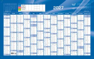 Quo Vadis - Calendrier mural - Français - Classic - Bleu - 13 mois de janvier à janvier - 65x40,5 cm - Papier Clairefontaine blanc - Fabrication française