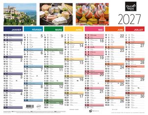 Quo Vadis - Calendrier mural - Français - Tradition - Tradition - 13 mois de janvier à janvier - 43x33,5 cm - Papier Clairefontaine blanc - Fabrication française