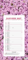 Quo Vadis - Bloc mensuel - Français - Fantaisie - Fleurs - 12 mois de janvier à décembre - 16x33,5 cm - Papier Clairefontaine blanc - Fabrication française