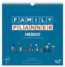 Quo Vadis - Calendrier familial à feuillets - Spiralé - 2026-2027 - Français - Family Planner - 12 mois de septembre à août - 30x30 cm - Papier Clairefontaine blanc - Fabrication française