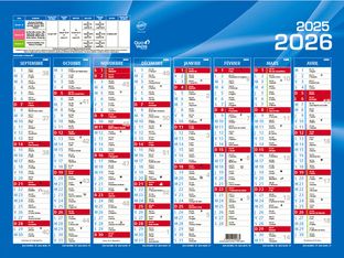 Calendrier de banque Septembre à Décembre - 55 x 40,5 cm - bleu - Quo Vadis