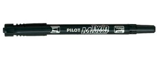 Pilot TWIN MARKER - Marqueur permanent - double pointe fine et extra fine - noir