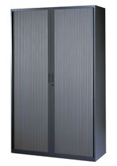 Armoire haute à rideaux - L120  x H198 x P43 cm - 4 tablettes - anthracite