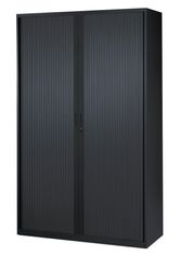 Armoire haute à rideaux - L120  x H198 x P43 cm - 4 tablettes - noir