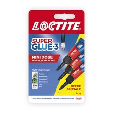 Loctite Super Glue 3 Liquid - 3 Mini tubes de colle à prise rapide - Transparent - 1 gr