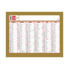 Calendrier Tricolore - 6 mois par face - 18 x 13,5 cm - Exacompta