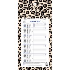 Calendrier mensuel avec feuillets détachables 13 x 23 cm sur plaque décors Urban Roar 16 x 33 cm  - disponible dans différentes couleurs - Exacompta