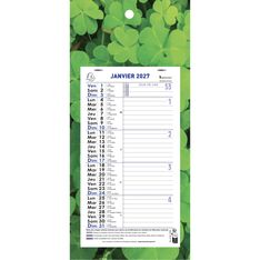 Calendrier mensuel avec feuillets détachables 15,5 x 28,5 cm sur plaque décors Nature 19 x 41 cm  - disponible dans différentes couleurs - Exacompta