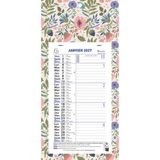 Calendrier mensuel avec feuillets détachables 13 x 23 cm sur plaque décors Mini Labo 16 x 33 cm  - disponible dans différentes couleurs - Exacompta
