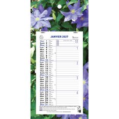 Calendrier mensuel avec feuillets détachables 13 x 23 cm sur plaque décors Nature 16 x 33 cm  - disponible dans différentes couleurs - Exacompta