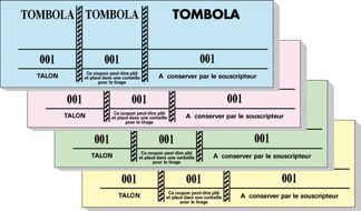 Bloc Tombola – 100 Feuillets Numérotés, 3 Volets, 4,8×15 cm – Couleurs Assorties