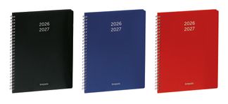 Agenda à spirale Polyprop - 1 semaine sur 2 pages - 17 x 22 cm - 3 couleurs disponible - Brepols
