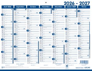 Calendrier Classique LECAS - 42x32 cm - 1 année sur 2 faces - Hamelin