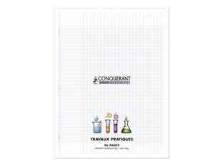 Conquérant Classique - Cahier polypro de travaux pratiques (TP) - 24 x 32 cm - 96 pages - grands carreaux (Seyes)/uni - transparent