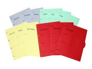 Smartfolder - 12 Chemises à 3 rabats - échéancier janvier à décembre
