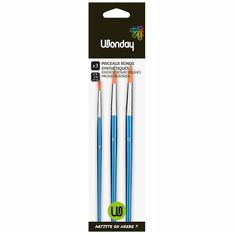 Wonday - Pack de 3 pinceaux ronds - N° 4, 8, 12