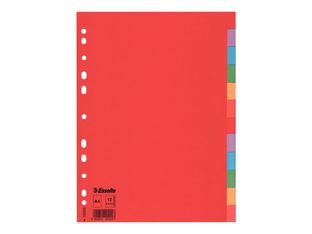 Esselte - Intercalaire 12 positions - A4 - carte recyclée colorée