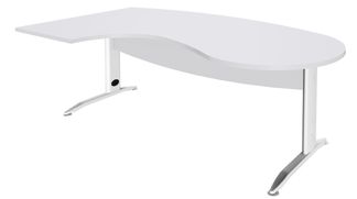 Bureau compact manager retour à gauche IDRA - L200 cm - pieds blanc - Blanc perle (pied de renfort obligatoire à rajouter - non inclus)