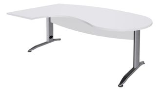 Bureau compact manager retour à gauche IDRA - L200 cm - pieds alu - Blanc perle (pied de renfort obligatoire à rajouter - non inclus)