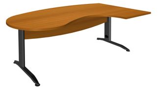 Bureau compact manager retour à droite IDRA - 200 cm - Pied anthracite - Merisier (Pieds de renfort obligatoire à rajouter - non inclus)