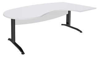 Bureau compact manager retour à droite IDRA - L200 cm - pieds anthracite - Blanc perle (pied de renfort obligatoire à rajouter - non inclus)