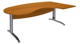 Bureau compact manager retour à droite IDRA - 200 cm - Pied alu - Merisier (Pieds de renfort obligatoire à rajouter - non inclus)