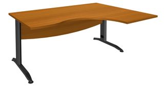 Bureau compact à droite IDRA - L160 cm - Pieds anthracite - plateau imitation Merisier (Pieds de renfort obligatoire à rajouter - non inclus)