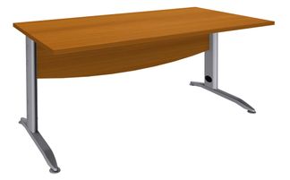 Bureau droit IDRA - L160 cm - Pieds alu - plateau imitation Merisier