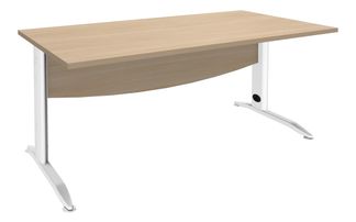 Bureau droit IDRA - L140 cm - Pieds blanc - plateau imitation Chêne clair