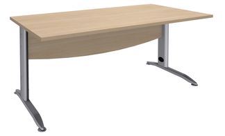Bureau droit IDRA - L140 cm - Pieds alu - plateau imitation Chêne clair